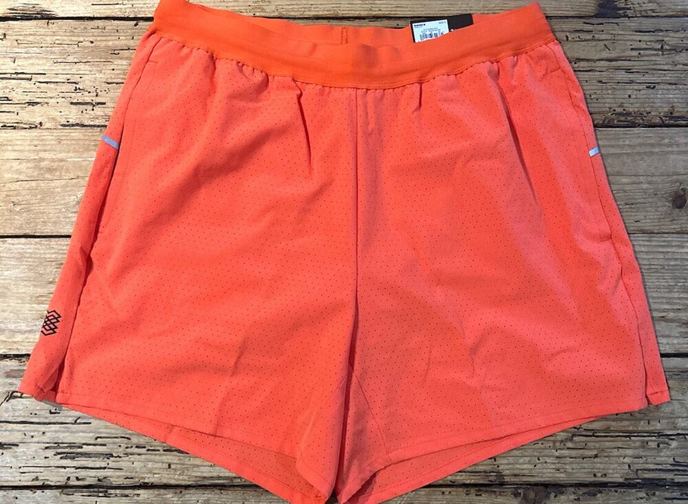 FLX Men’s Size S Orange Perforated Run Shorts W/Built In Lining NWT